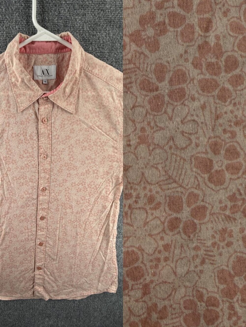 Armani Women Medium Floral Cotton Point Pink Elegant Button Up Italian